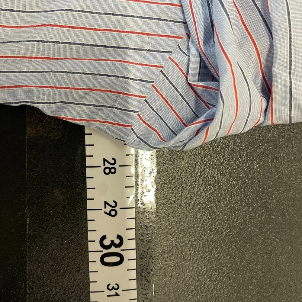 Polo Ralph Lauren Shirt Mens 17 34/35 Blue Striped Yarmouth‎
